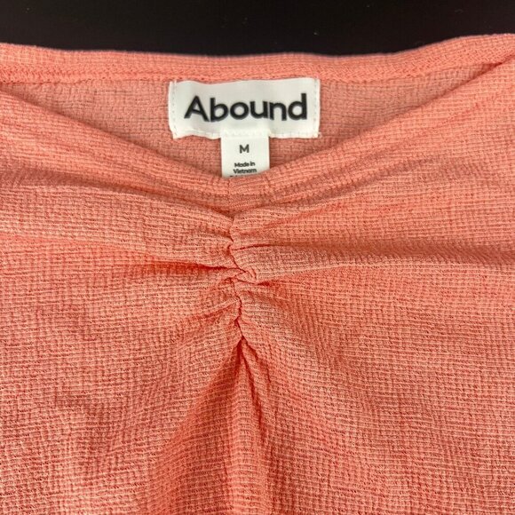 Abound Coral Puff Sleeve Textured Knit Top With Ruffle Trim  - Womens M - Picture 7 of 8